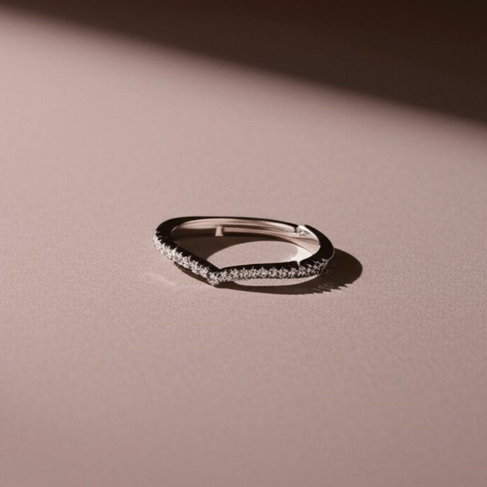Elegant Chevron Diamond Band Ring