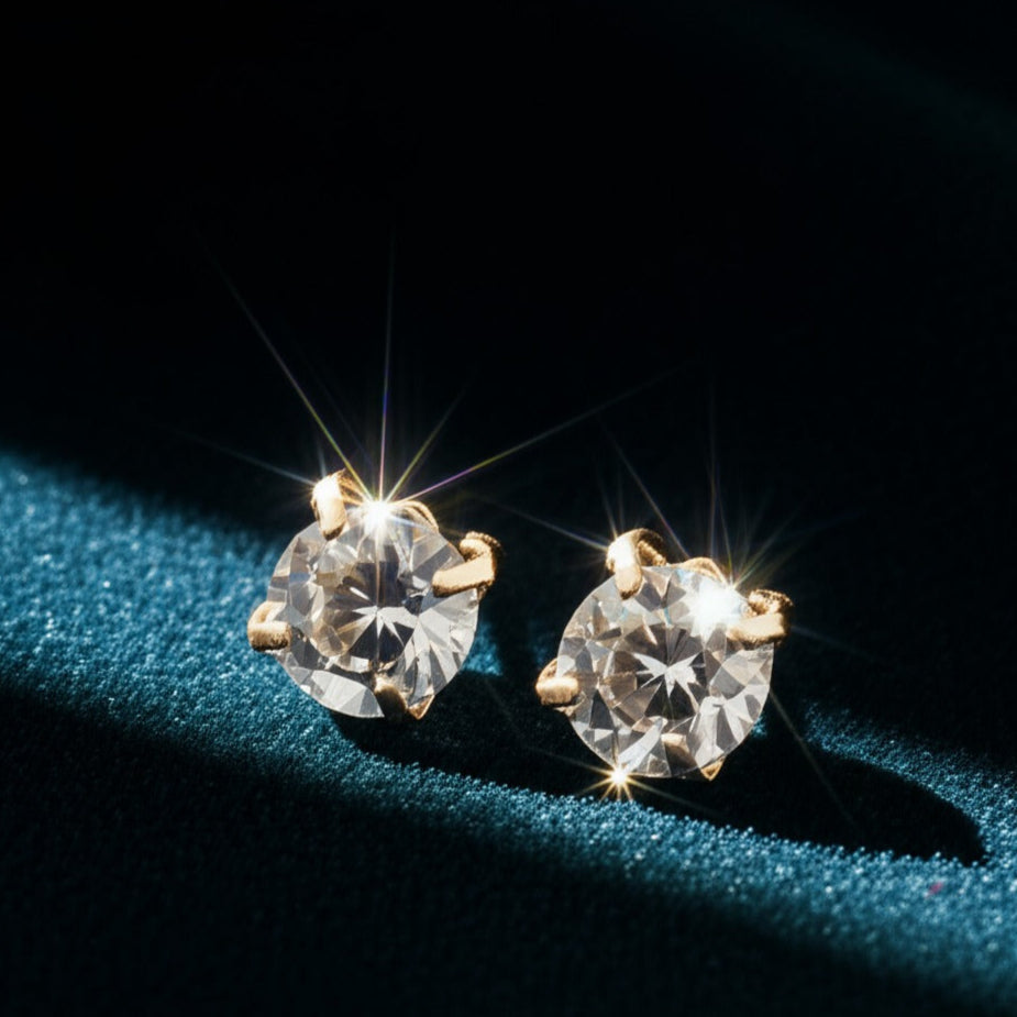 Gold Diamond Stud Earrings